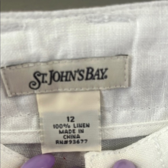 Stylish White Tie-Waist Linen Pants - Picture 3 of 5